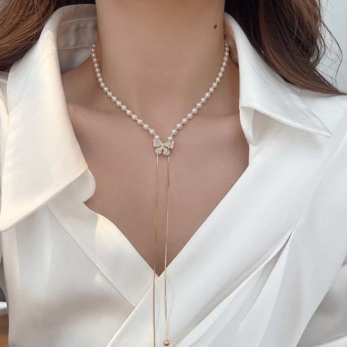 Olivia® Collar Pearl Butterfly Ajustable